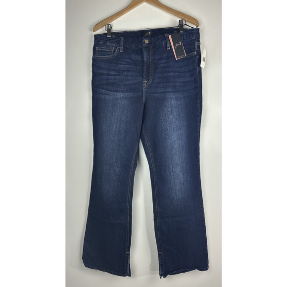 NWT JEN7 Split-Hem Slim Bootcut Jeans Dark Wash Sandblasted Stretch Plus Size 16 - Picture 14 of 14